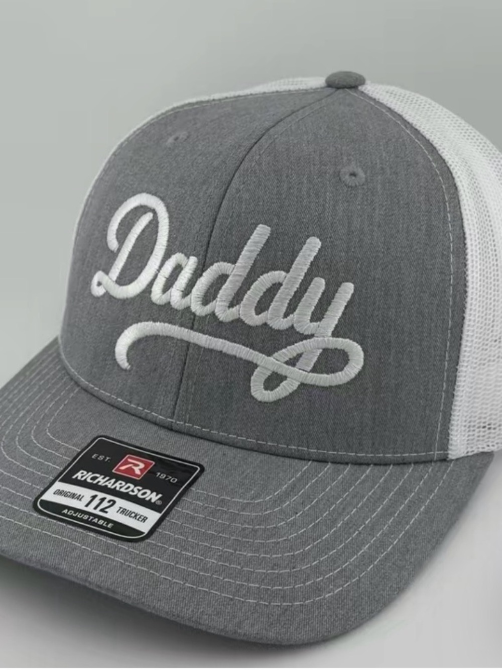 Daddy Embroidered Trucker Hat - Gray/White by Richardson
